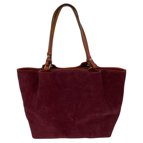 Elegant Burgundy Suede Tote Bag - Picture 3 of 14